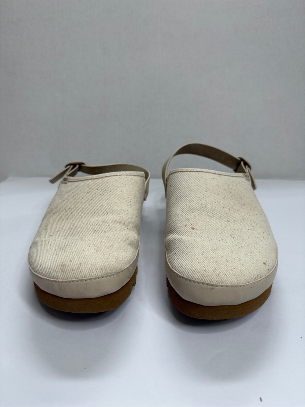 Reef Canvas Slip On Clogs Platform with Back Strap Cream Tan size 9 - Picture 7 of 8